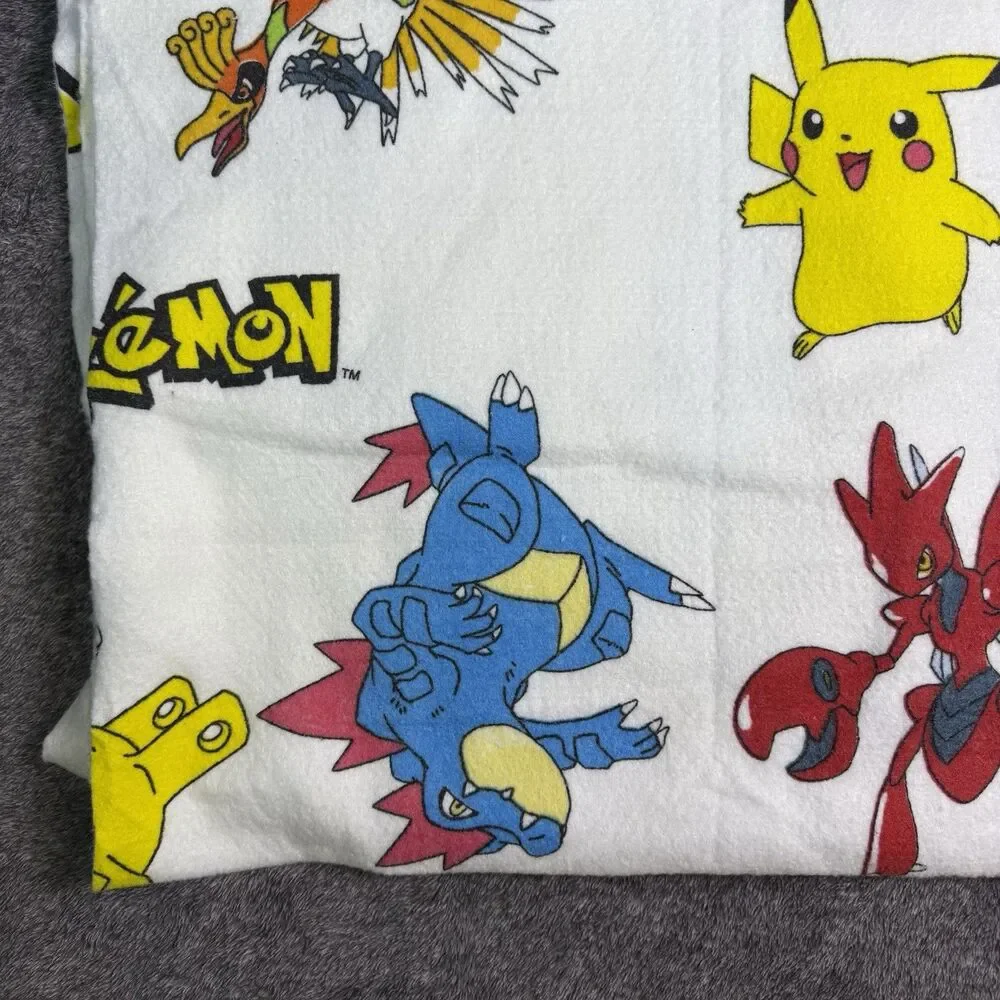 Vintage 1990s Pokemon Full Size Blanket 74x88 Polyester
